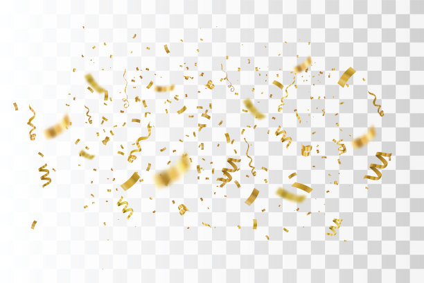 金色的纸屑孤立在方格背景上。节日的矢量图图片下载