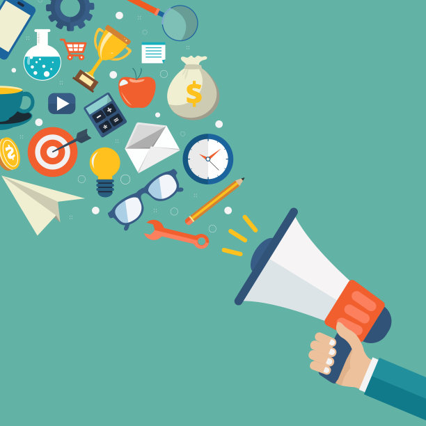 数字营销的概念。平面向量插图。图片下载