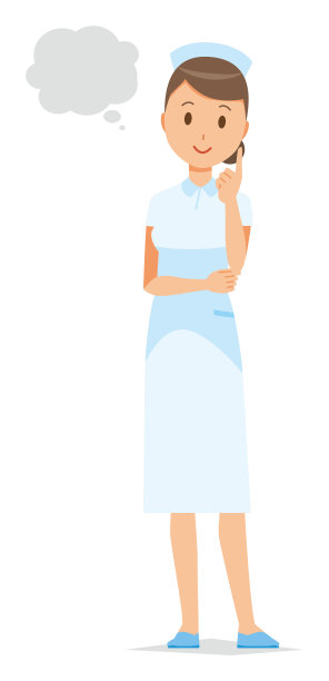 一个戴护士帽、穿白大褂的女护士在思考图片下载