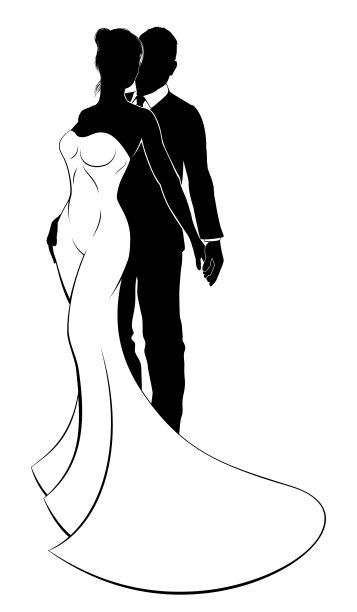 新娘和新郎婚礼剪影图片下载