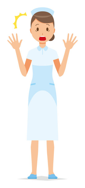 一个戴着护士帽，穿着白色外套的女护士很惊讶图片下载