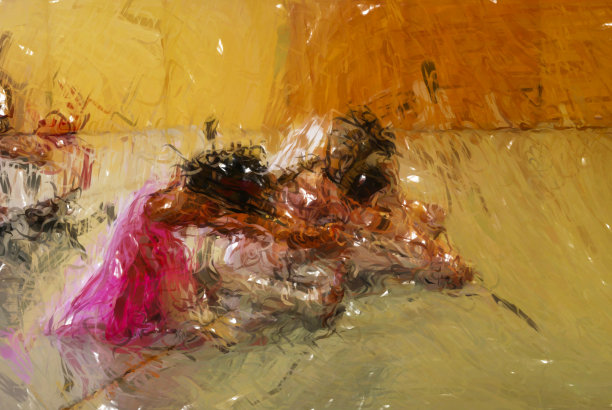 女孩做芭蕾热身-数字插图图片下载