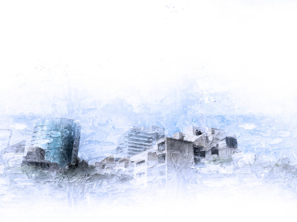 抽象美丽的首都建筑以水彩画为背景。城市上的数字插画刷艺术。图片下载