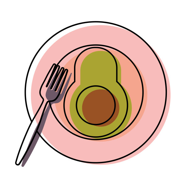 盘子与牛油果矢量插图图片下载