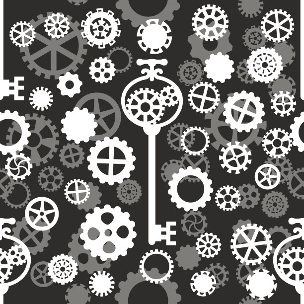 无缝模式与齿轮在灰色背景图片下载
