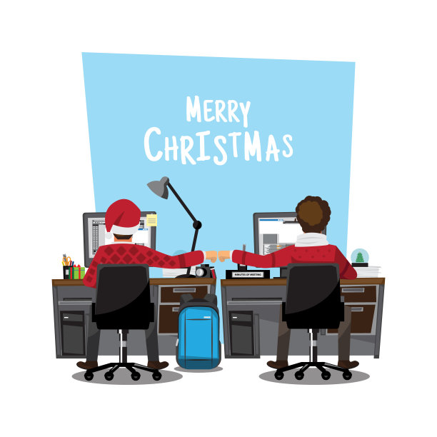 拳头撞同事协作团队圣诞日概念，矢量插图卡通素材图片