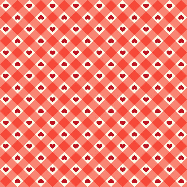 可爱的原始复古无缝图案与小心格子背景图片下载