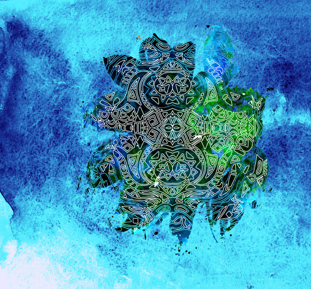 水彩背景上的曼荼罗图片下载