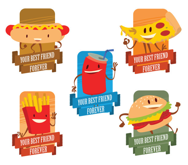 一套有趣的零食卡片图片下载