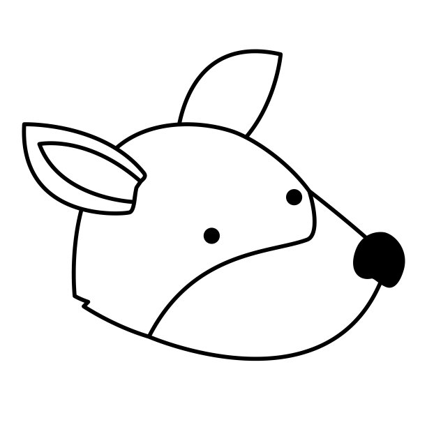 狼卡通头在单色剪影图片下载