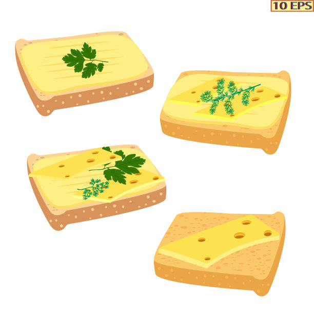 三明治加黄油、香草和奶酪。祝酒。面包。切片面包。用来做三明治的面包。图片下载