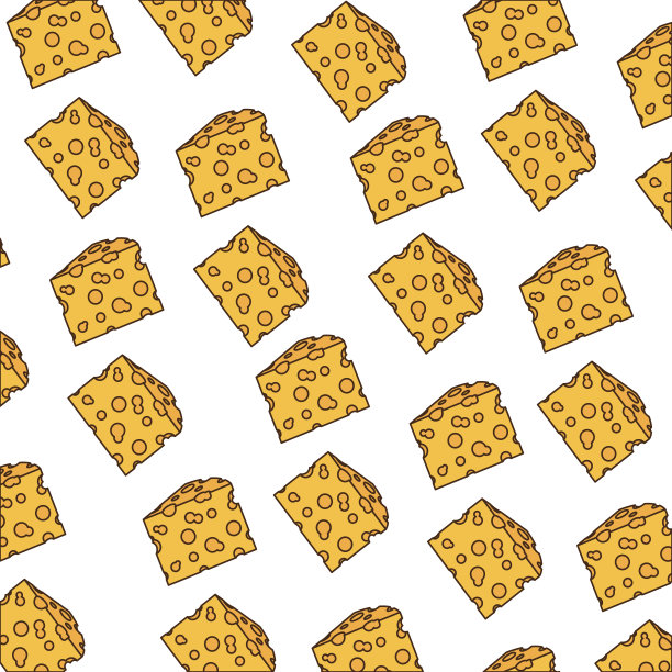 奶酪部分图案在彩色剪影在白色的背景图片下载