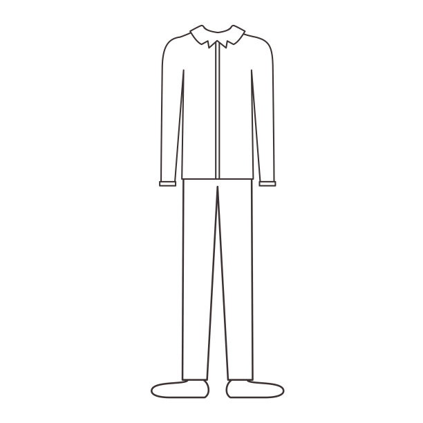 男性服装长袖衬衫，长裤和鞋子在单色剪影图片下载