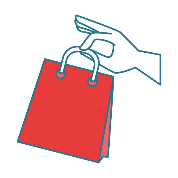 手与购物袋隔离图标图片下载