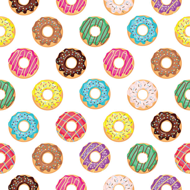 无缝图案与釉面甜甜圈。图片下载
