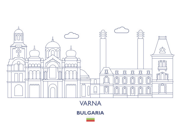瓦尔纳城市天际线，保加利亚图片下载