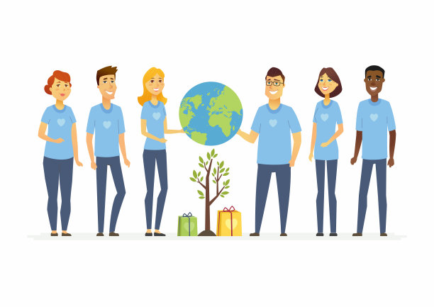 快乐生态志愿者-卡通人物人物孤立插图图片下载