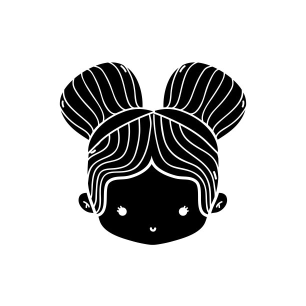 轮廓女孩的头与两个发髻设计图片下载