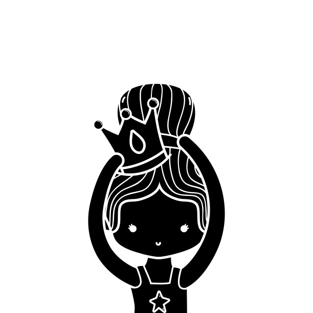 轮廓女孩练习芭蕾舞与发髻和皇冠图片下载