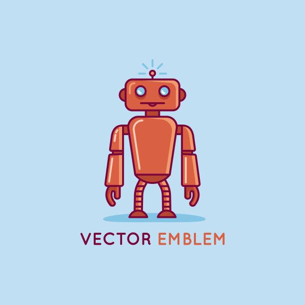 矢量设计模板在平面和简单的风格-机器人吉祥物图片下载
