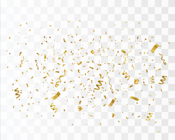金色的纸屑孤立在方格背景上。节日的矢量图图片下载