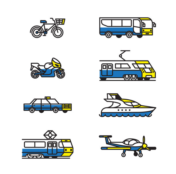 旅客运输。矢量图标设置图片下载