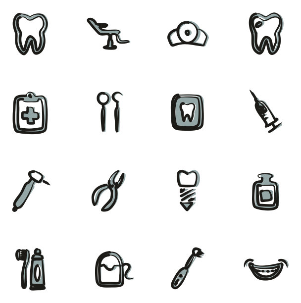 牙医图标徒手2颜色素材图片