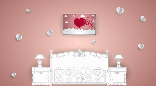 爱向量床的居室背景风格图片下载