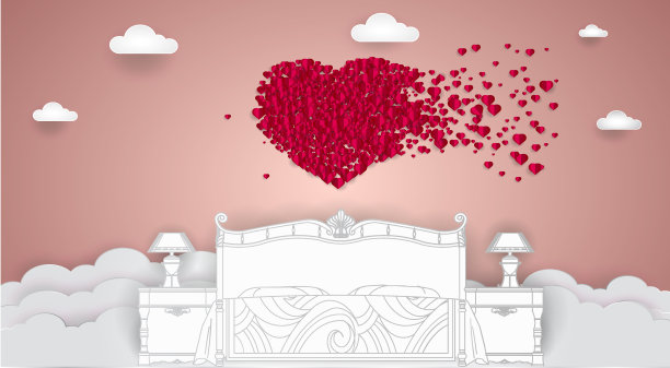 爱向量床的居室背景风格图片下载