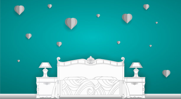 爱向量床的居室背景风格图片下载