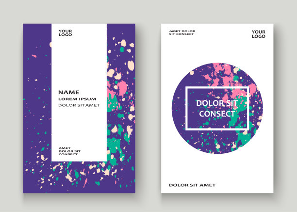 霓虹爆炸喷绘艺术封面框架设计。装饰彩色喷溅喷雾纹理白色背景。时尚创意矢量模板封面报告目录小册子传单海报横幅图片下载