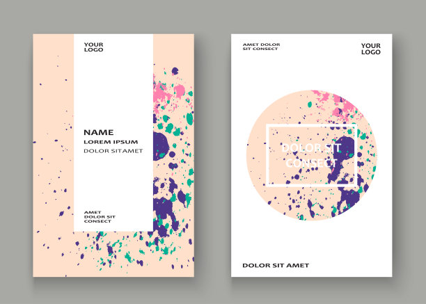 霓虹爆炸喷绘艺术封面框架设计。装饰彩色喷溅喷雾纹理白色背景。时尚创意矢量模板封面报告目录小册子传单海报横幅图片下载