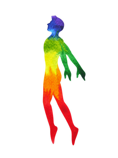 人在天上飞，空中跳，水彩画手绘图片下载