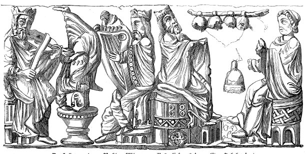 中世纪演奏乐器的中世纪音乐家图片下载