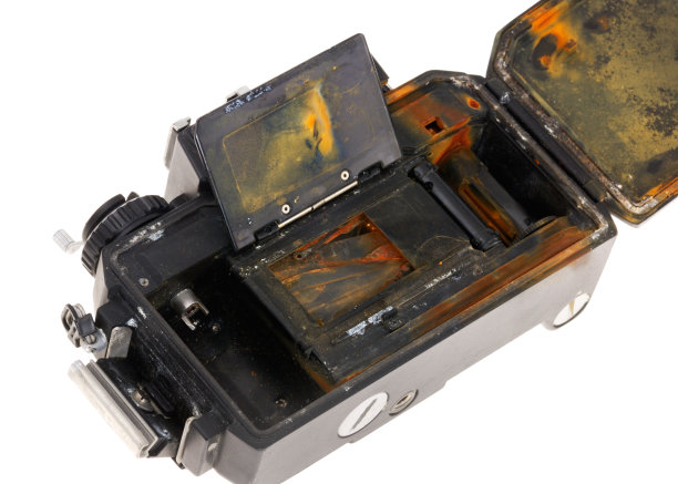 白色背景下水下摄影机破碎图片下载