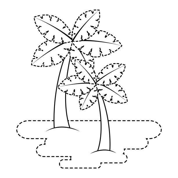 两棵棕榈树上的沙热带植物图片下载