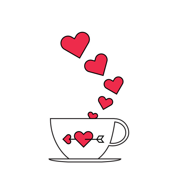 带着爱的咖啡杯从白色背景的杯子里飘出来图片下载