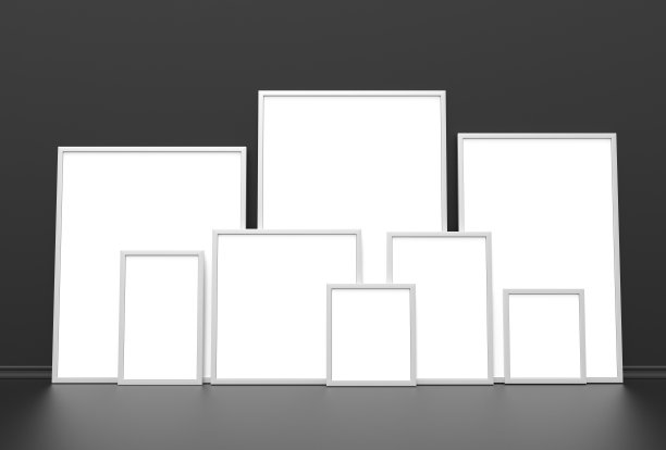 照片或海报框架的模型与柔和的阴影和高光。三维演示图片下载