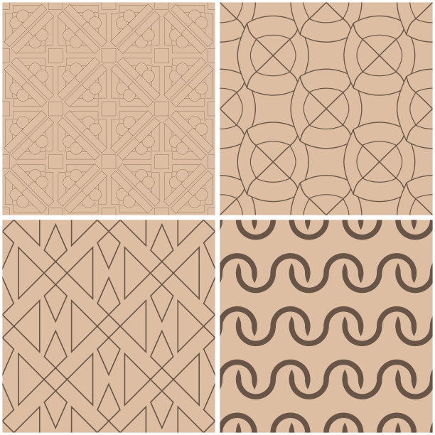 几何图案。一套米色和棕色无缝背景。矢量图图片下载
