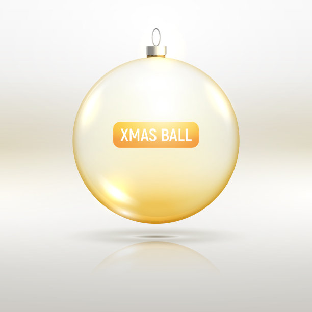 金色玻璃圣诞球装饰。透明玻璃圣诞球，庆祝新年图片下载