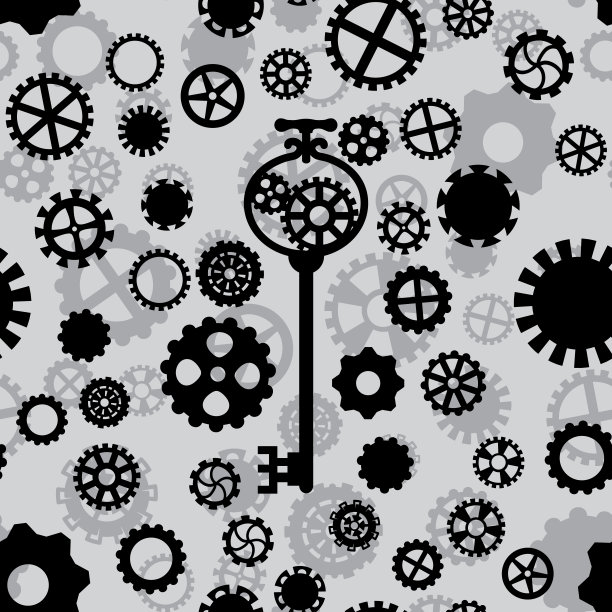 无缝模式与齿轮在灰色背景图片下载