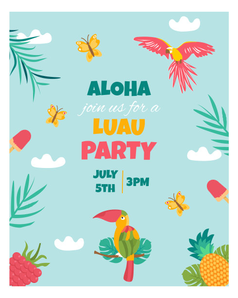 邀请卡上有热带元素，鸟图片下载