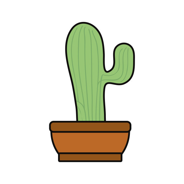 花盆里的卡通仙人掌图片下载