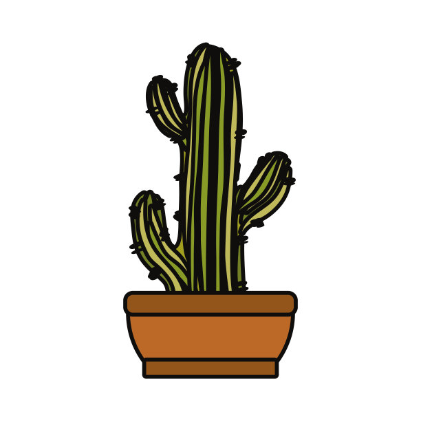 花盆里的卡通仙人掌图片下载