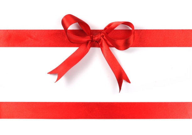 白色背景下的红丝带图片下载