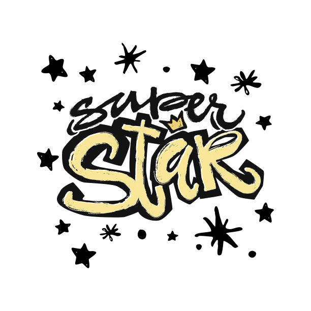 超级明星型手工工艺表现油墨印刷口号。图片下载