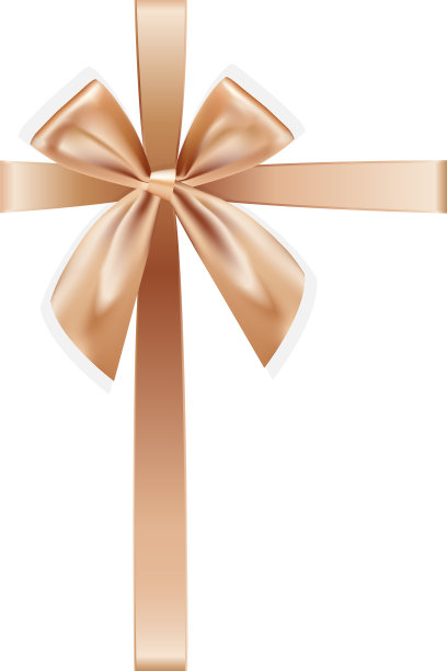 金棕色现实蝴蝶结礼盒上的白色背景。丝质丝带，3d礼物领结圣诞，新年，假期。图片下载