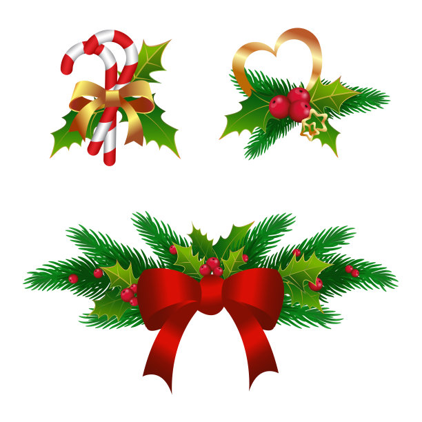小圣诞作品。孤立。为节日装饰设置。自然的细节和糖果。矢量插图。每股收益10。图片下载