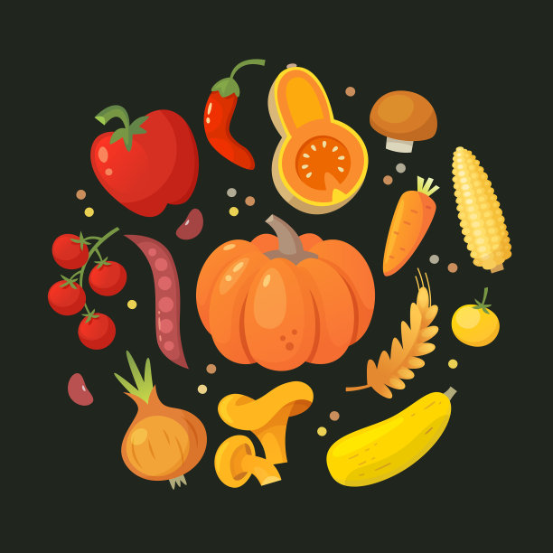 红色和黄色蔬菜的圆圈图片下载