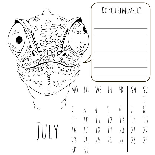 日历提醒与可爱的图形变色龙在矢量2018图片下载